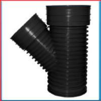 PP SN8 structured T connector DN300 45 ° RS / S black, excl. rubber seal