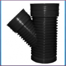 PP SN8 structured T connector DN300 45 ° RS / S black, excl. rubber seal