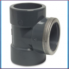 PVC T connector 63 x 2 "female thread reinforced ring SS