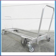 Alum. trolley 187cm with nylon flanges + 4 swivel castors 100X32 pipe 51mm, centre pipes 42,5cm