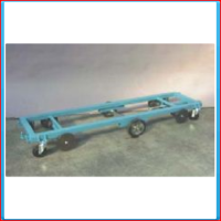 Transport trolley 187x47cm middle wheel, flange roll, 4 swivel castors with protector and slideable triangle. With push bracket busses. <br><br> Designed for pipe railsystem till ctc 55cm, pipe 51mm