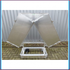 Aluminium harvest trolley <br><br> Harvest container <br> Length 1000mm <br> Width 0350mm <br> Depth 0430mm <br><br> Piperail: ...... mm <br> center to center ....... mm